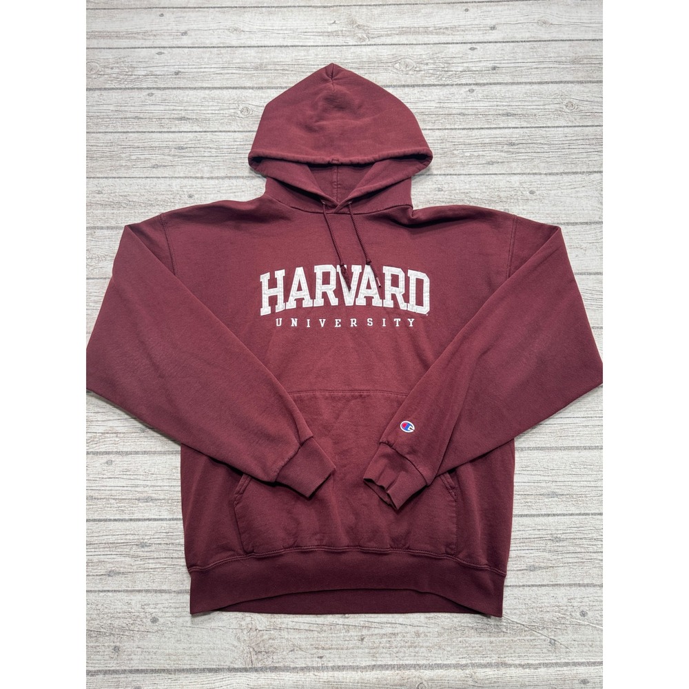 Y2K Harvard University Hoodie Men's Large Maroon Fleece Lined Pullover Champion